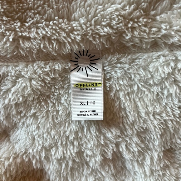 OFFLINE By Aerie Fluffy Sherpa Cropped Full Zip Sweatshirt Cool White Size XL - Picture 12 of 12